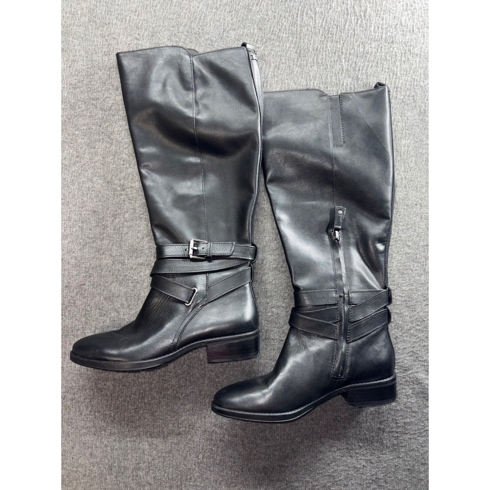 Sam Edelman Pansy 2 Black Leather Wide Calf Riding Boots Womens 5.5 M WC